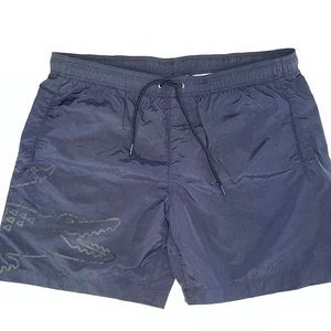 Navy blue Lacoste mens swim trunks
